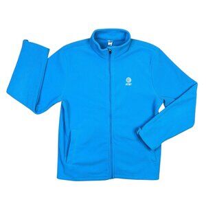 AT&T Fleece Jacket Mens Large L Light Blue Honeycomb Full Zip Sweater Workwear